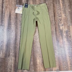 Murano Alex Cotton Seersucker Pant Men's 32X34 Green Slim Fit Stretch Waistband